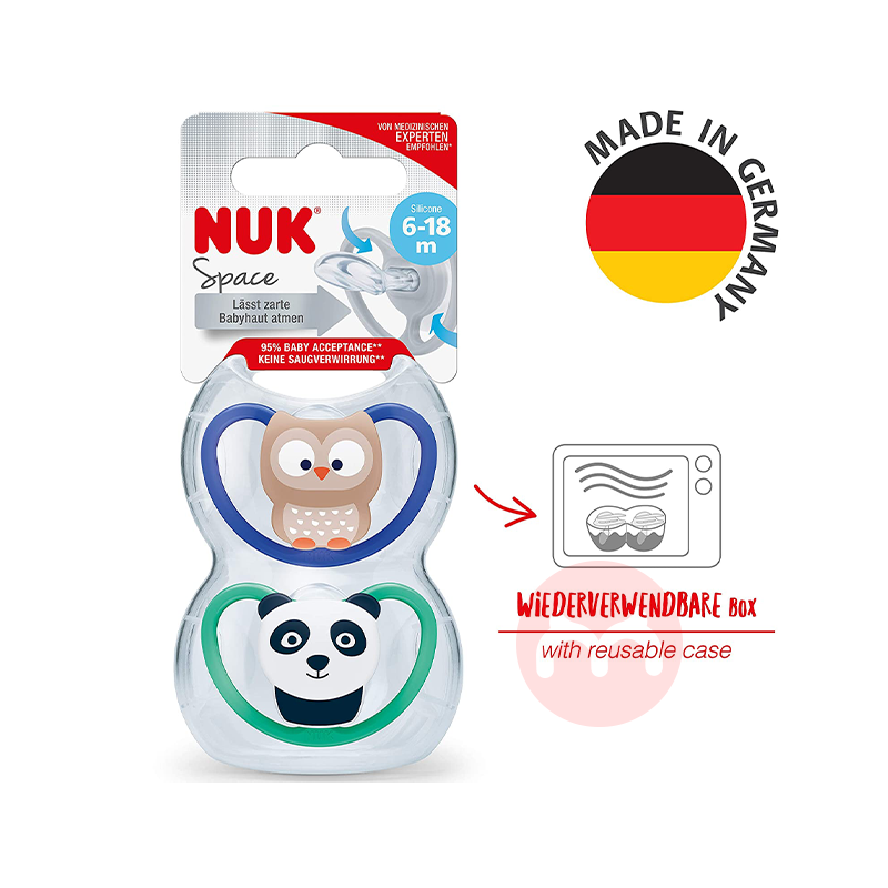 NUK Jerman NUK Silicone Dot Seri Ruang 6-18 Bulan Dua Paket Owl Panda Asli Luar Negeri Edisi Lokal