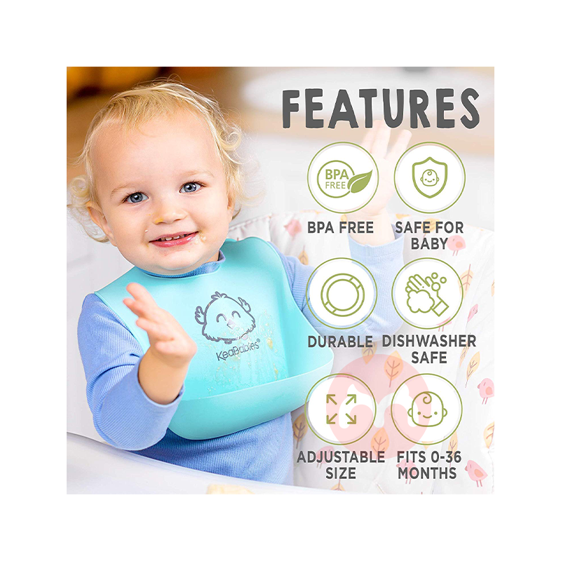 KeaBabies American KeaBabies bib silikon yang dapat dicuci biru hijau asli lokal luar negeri