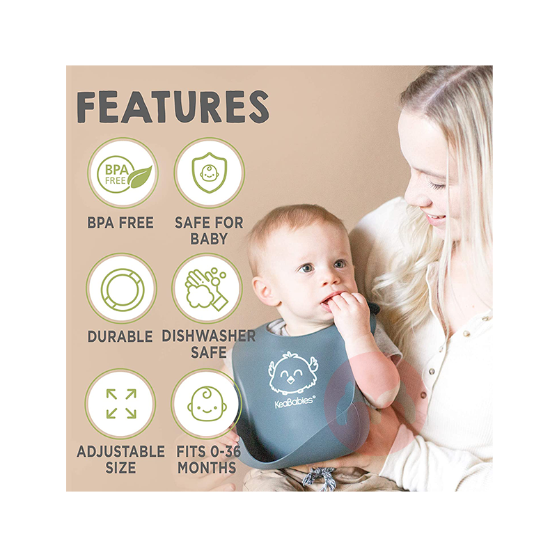 KeaBabies American KeaBabies bib silikon yang dapat dicuci biru hijau asli lokal luar negeri