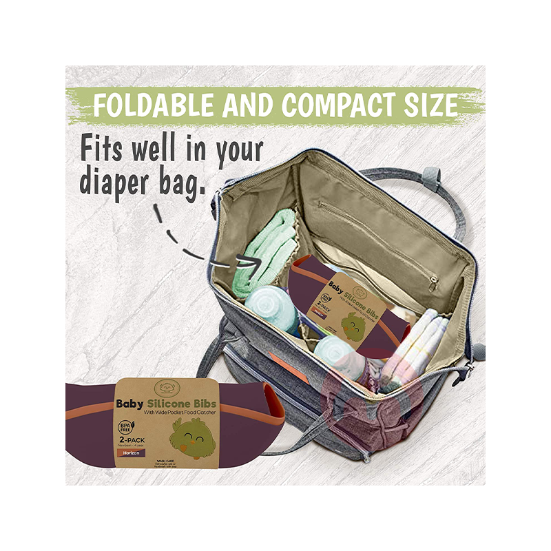 KeaBabies American KeaBabies bib silikon yang dapat dicuci berwarna coklat ungu asli luar negeri