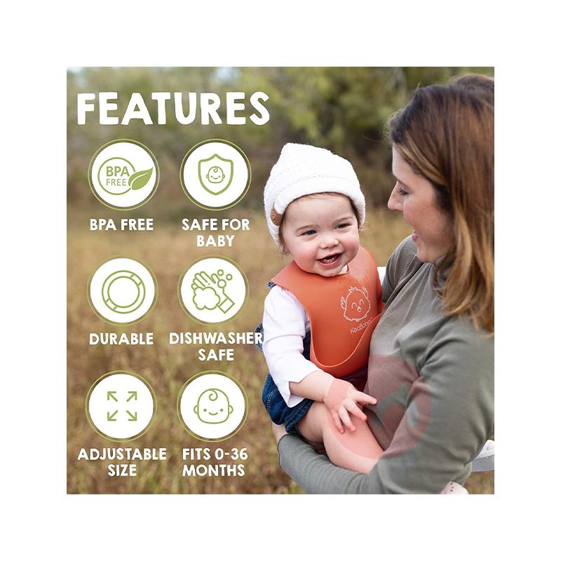 KeaBabies American KeaBabies bib silikon yang dapat dicuci berwarna coklat ungu asli luar negeri