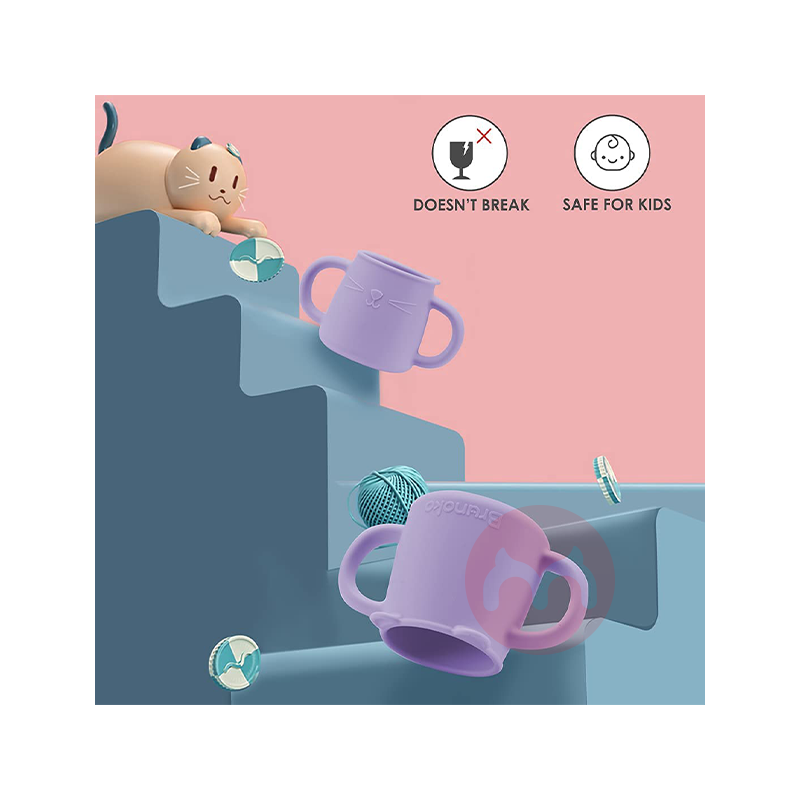 Brunoko Spanyol Brunoko Baby Learning Cup + Sedotan Silikon Ungu Asli Edisi Lokal Luar Negeri