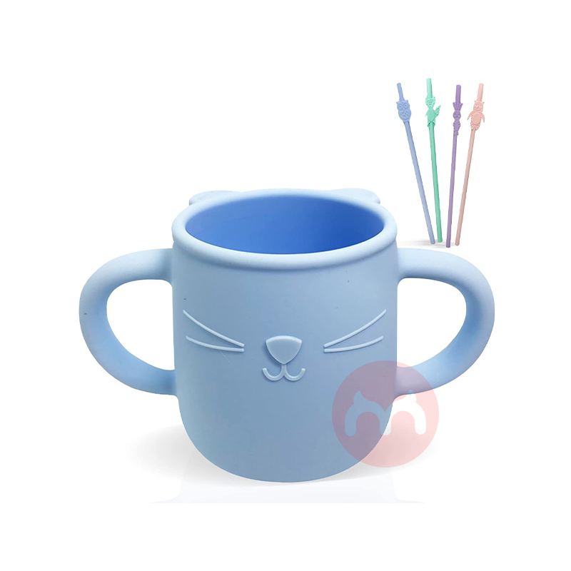 Brunoko Spanyol Brunoko Baby Learning Cup + Sedotan Silikon Biru Asli Lokal Luar Negeri