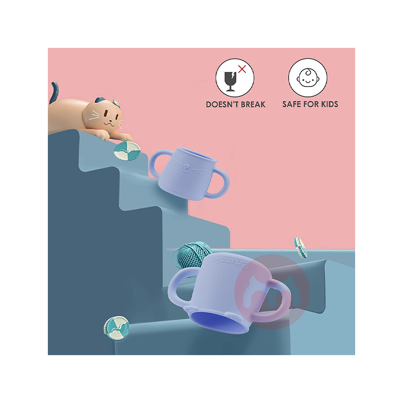 Brunoko Spanyol Brunoko Baby Learning Cup + Sedotan Silikon Biru Asli Lokal Luar Negeri