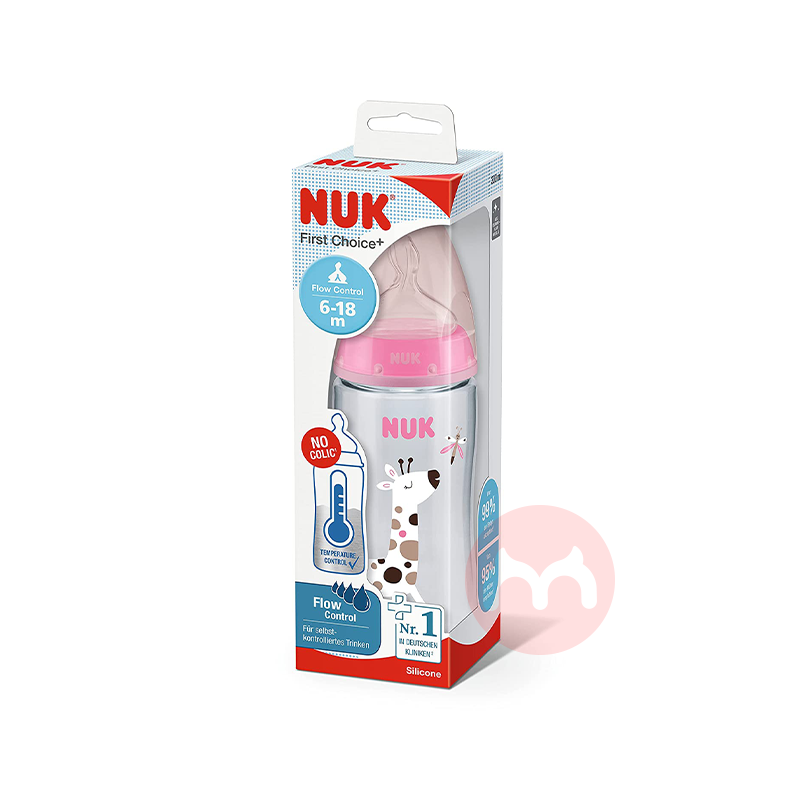 NUK Germany NUK Wide Mouth Botol Bayi Anti-kolik 300ml Pink 6-18 Bulan Asli Luar Negeri Edisi Lokal