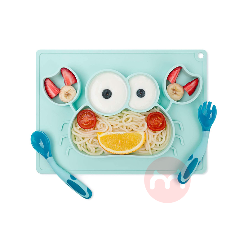 Future Founder German Future Founder silikon piring makan non-slip Dilengkapi dengan peralatan makan biru asli luar nege