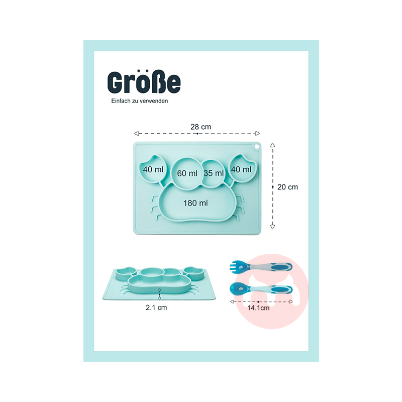 Future Founder German Future Founder silikon piring makan non-slip Dilengkapi dengan peralatan makan biru asli luar nege