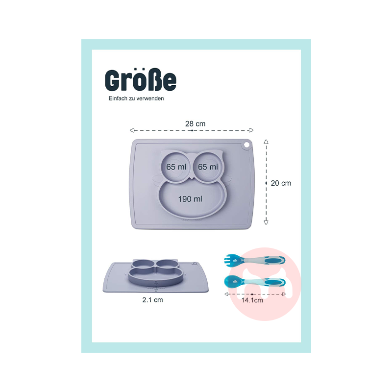 Future Founder German Future Founder silikon piring makan non-slip Dilengkapi dengan peralatan makan abu-abu asli luar n