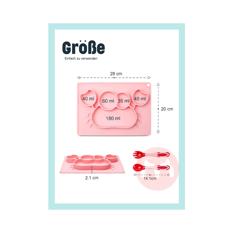 Future Founder German Future Founder silikon piring makan non-slip Dilengkapi dengan peralatan makan pink asli lokal lua