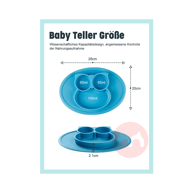 Future Founder Jerman Future Founder Silikon Non-slip Piring Makan Burung Hantu Biru Luar Negeri Asli Lokal