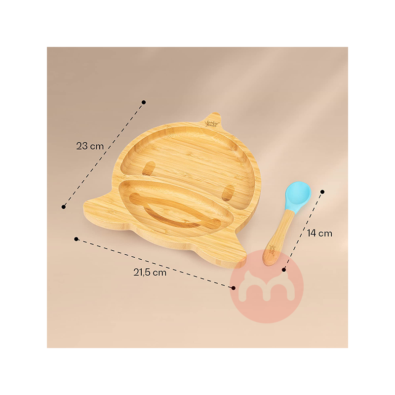 bambuswald Jerman bambuswald anak-anak bambu dan peralatan makan kayu set lumba-lumba biru lokal asli luar negeri