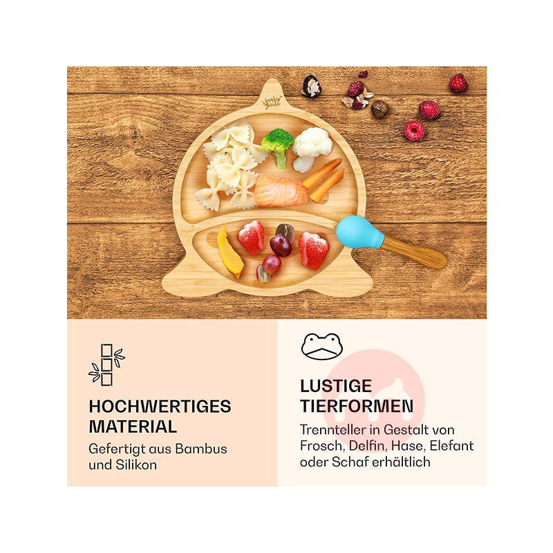 bambuswald Jerman bambuswald anak-anak bambu dan peralatan makan kayu set lumba-lumba biru lokal asli luar negeri