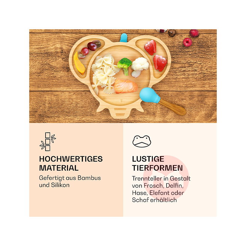 bambuswald German bambuswald anak-anak bambu dan peralatan makan kayu set gajah biru asli lokal luar negeri