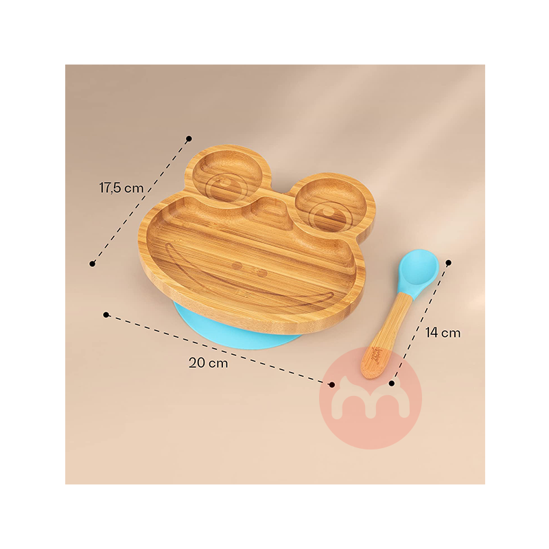 bambuswald German bambuswald anak-anak bambu dan peralatan makan kayu set katak biru asli lokal luar negeri