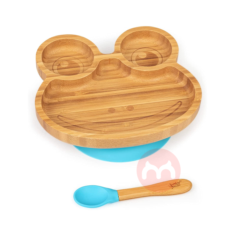 bambuswald German bambuswald anak-anak bambu dan peralatan makan kayu set katak biru asli lokal luar negeri