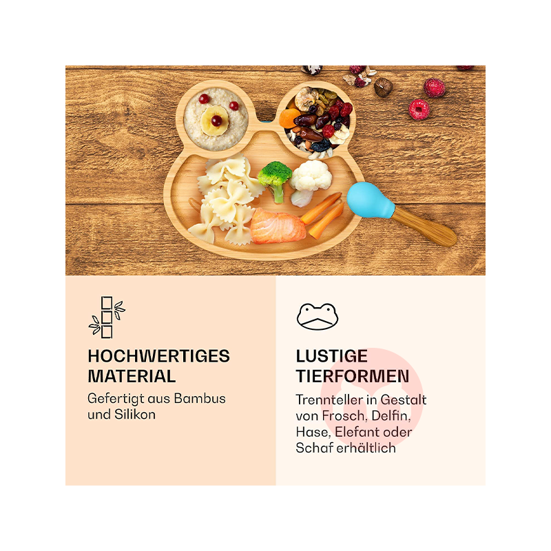 bambuswald German bambuswald anak-anak bambu dan peralatan makan kayu set katak biru asli lokal luar negeri