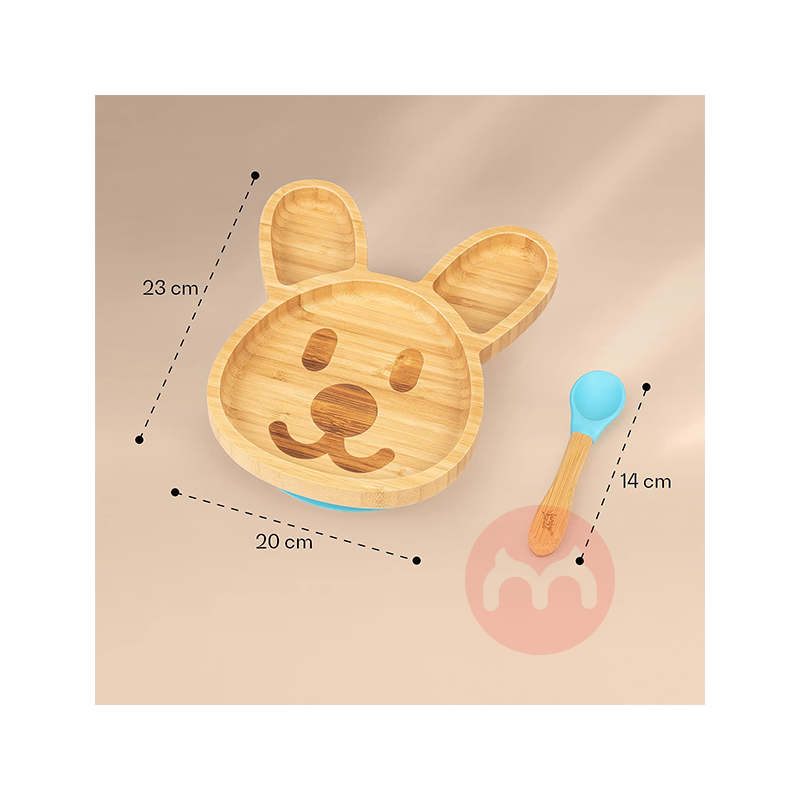 bambuswald German bambuswald anak-anak bambu dan peralatan makan kayu set kelinci biru asli lokal luar negeri