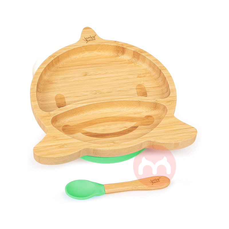 bambuswald German bambuswald anak-anak bambu dan peralatan makan kayu set lumba-lumba hijau lokal asli luar negeri