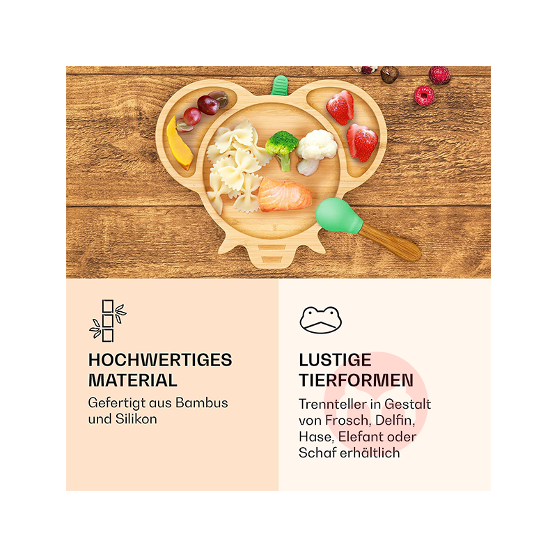 bambuswald German bambuswald anak-anak bambu dan peralatan makan kayu set gajah hijau asli lokal luar negeri