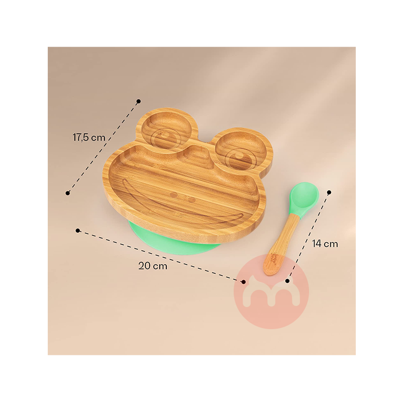 bambuswald German bambuswald anak-anak bambu dan peralatan makan kayu set katak hijau asli lokal luar negeri
