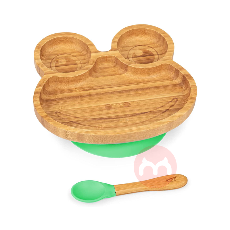 bambuswald German bambuswald anak-anak bambu dan peralatan makan kayu set katak hijau asli lokal luar negeri