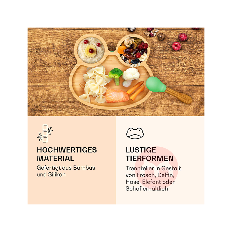 bambuswald German bambuswald anak-anak bambu dan peralatan makan kayu set katak hijau asli lokal luar negeri