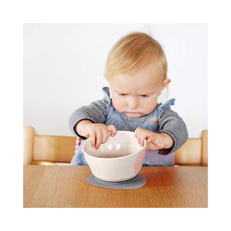 Miniware American Miniware Baby Suction Cup Sereal Mangkuk dengan Sendok Pelatihan Bayi Abu-abu Asli Luar Negeri Asli