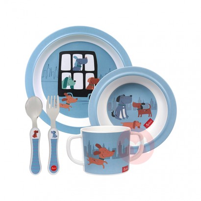 SIGIKID Set Peralatan Makan Anak Blue Puppy Original Overseas Local Ed...