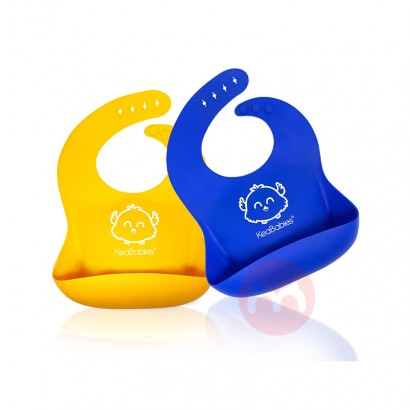 KeaBabies American KeaBabies bib silikon yang dapat dicuci biru kuning...