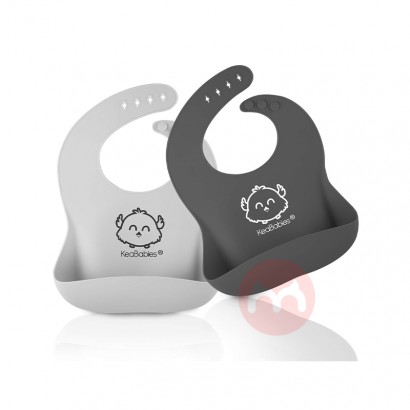 KeaBabies 미국 KeaBabies bib silikon yang dapat dicuci hitam abu-abu asl...