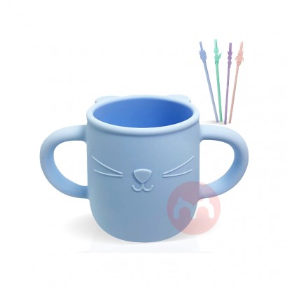Brunoko Spanyol Brunoko Baby Learning Cup + Sedotan Silikon Biru Asli ...