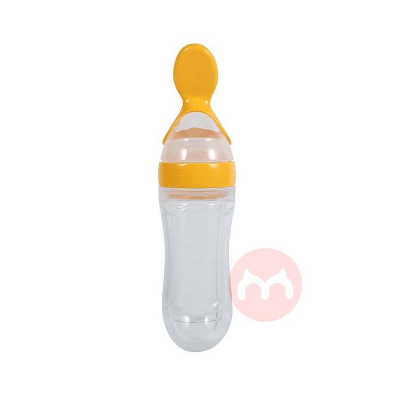 Tyenaza Sendok botol susu bayi silikon (kuning) Asli lokal luar negeri