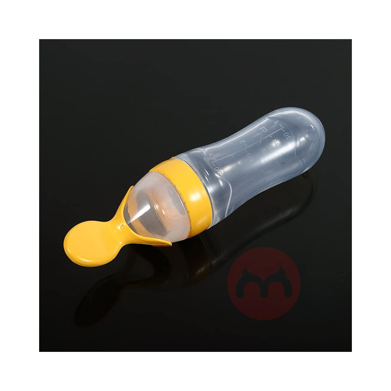 Tyenaza Sendok botol susu bayi silikon (kuning) Asli lokal luar negeri