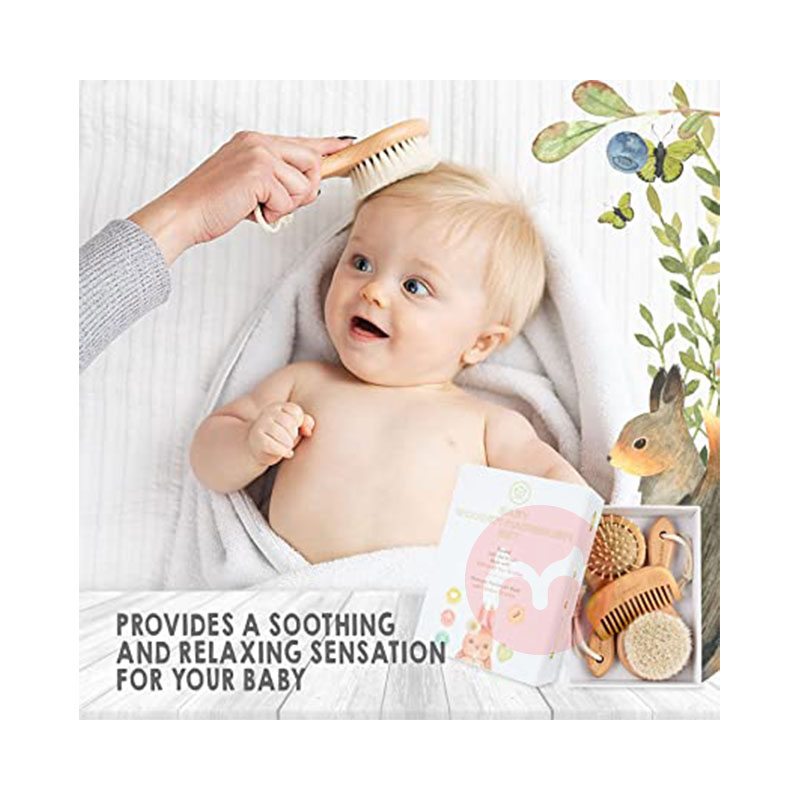 KeaBabies Amerika Serikat KeaBabies Newborn Round Natural Wood Hairbrush and Comb Set Overseas Native Original