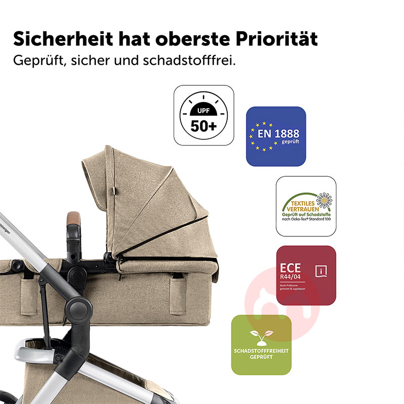 Tiga dalam satu stroller setelan coklat