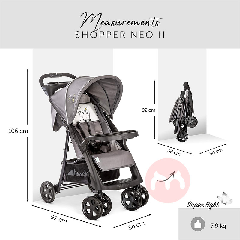 Hauck One hand folding portable Winnie Bear stroller