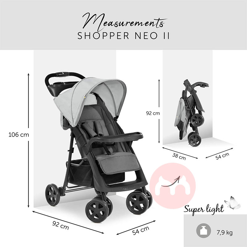 Hauck One hand foldable grey baby stroller