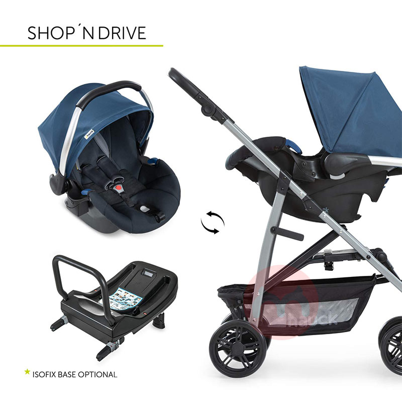 Hauck Terlenyap dan portable tiga dalam satu biru abu-abu baby stroller