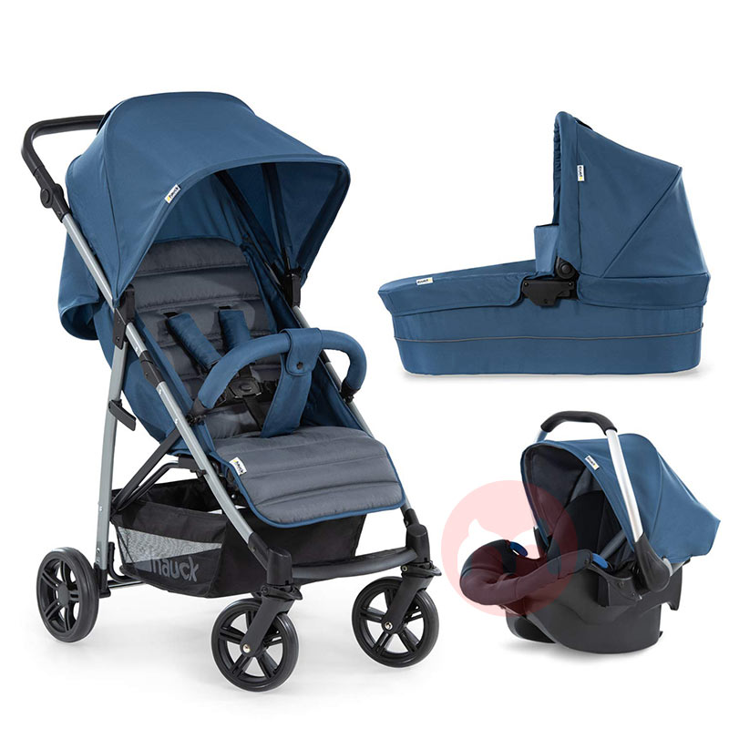 Hauck Terlenyap dan portable tiga dalam satu biru abu-abu baby stroller