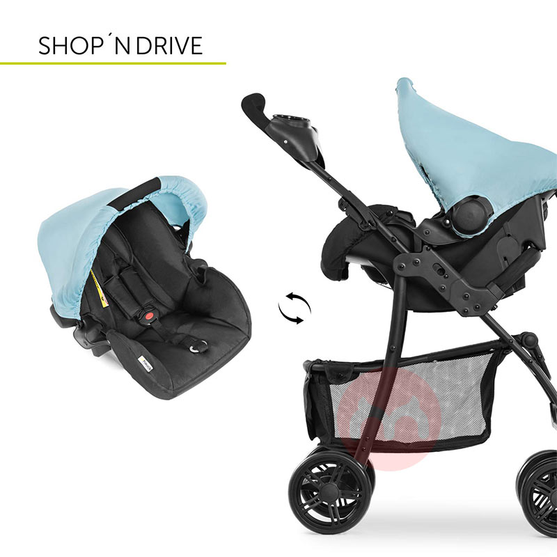 Hauck Tiga dalam satu baju biru bayi yang runtuh