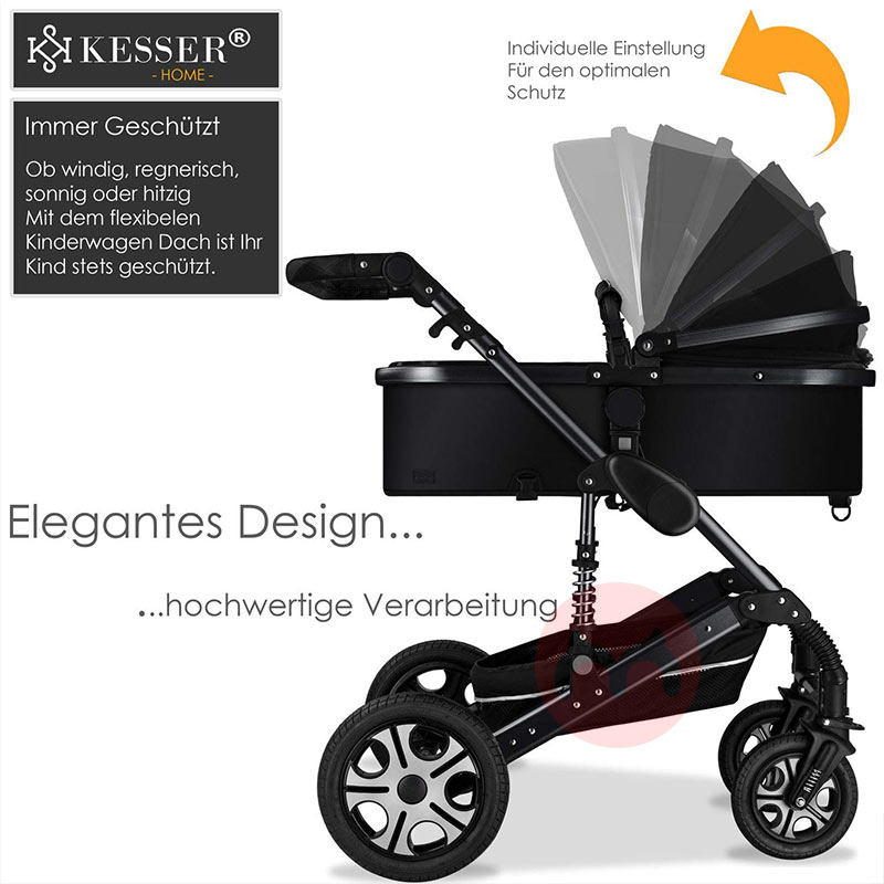 KESSER Tiga dalam satu olahraga menyerap kejutan bayi stroller pakaian hitam