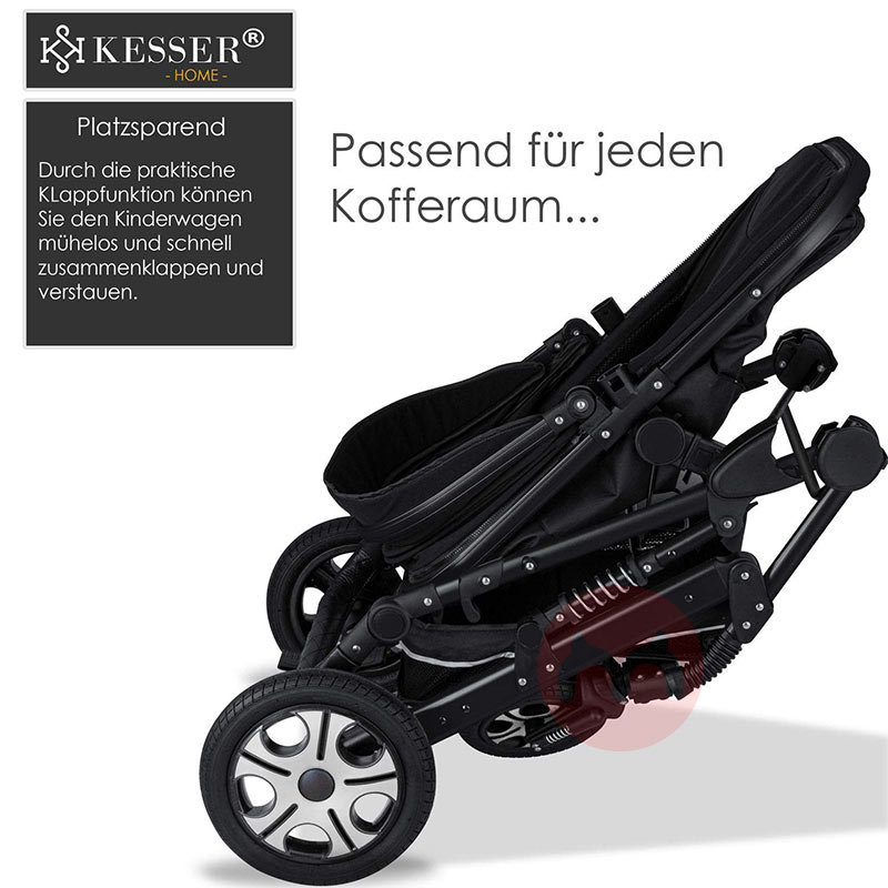 KESSER Tiga dalam satu olahraga menyerap kejutan bayi stroller pakaian hitam