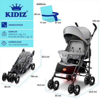 KIDIZ melipat pakaian bayi stroller berbaring