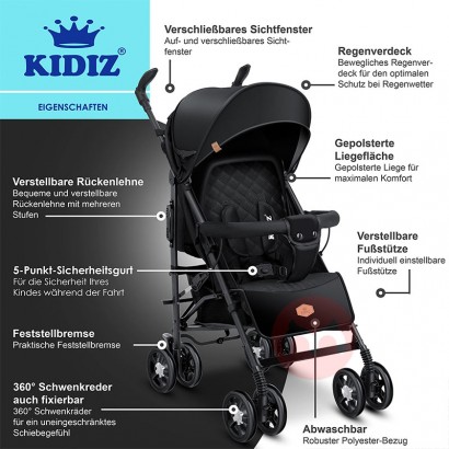 KIDIZ melipat pakaian bayi stroller berbaring