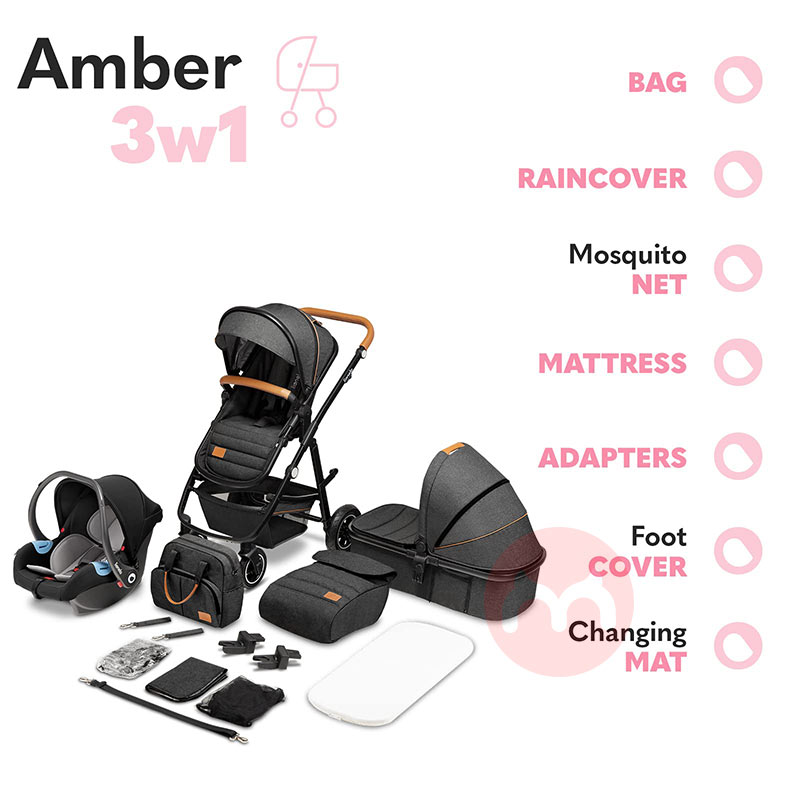 Lionelo Tiga dalam satu pakaian abu-abu bayi pengembara multi-fungsi