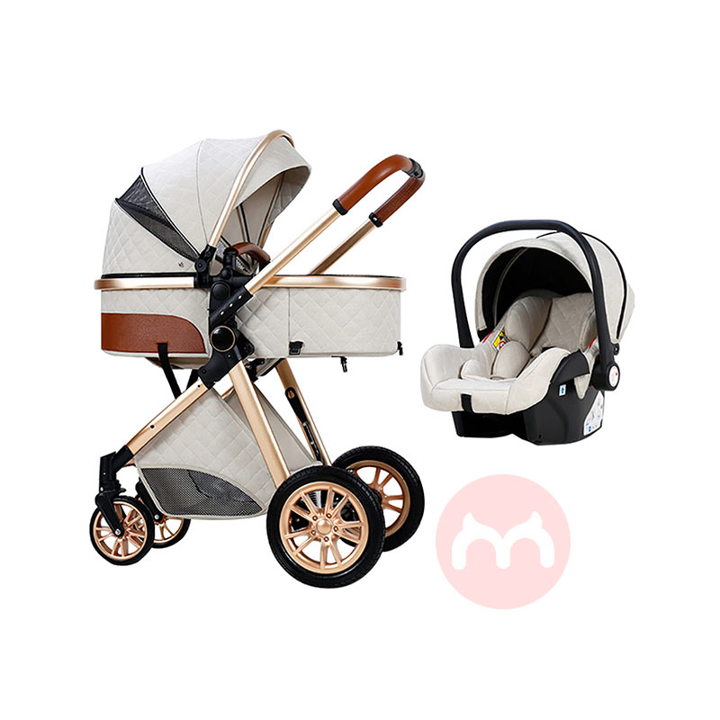 Magic ZC Tiga dalam satu melipat panjang tinggi bayi stroller pakaian putih