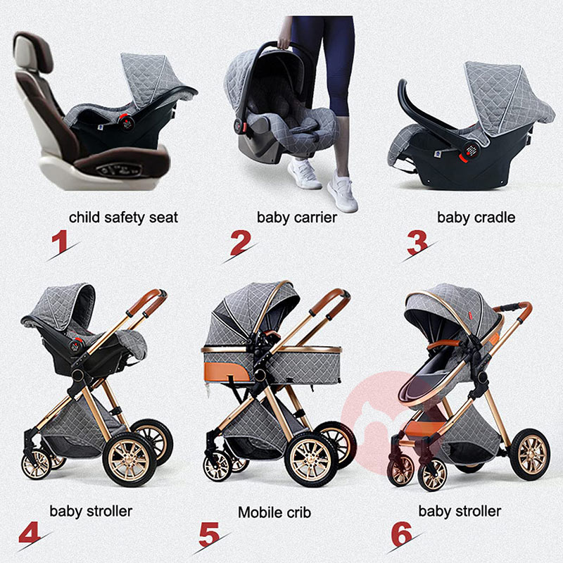 Magic ZC Tiga dalam satu melipat panjang tinggi bayi stroller pakaian putih