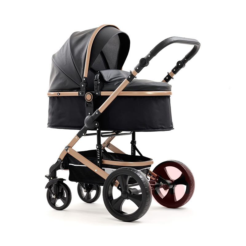 Pixini Tiga dalam satu baby stroller pakaian hitam emas