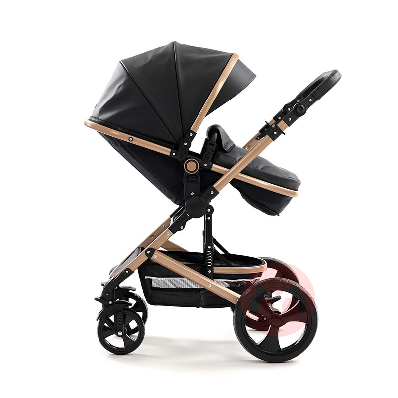 Pixini Tiga dalam satu baby stroller pakaian hitam emas
