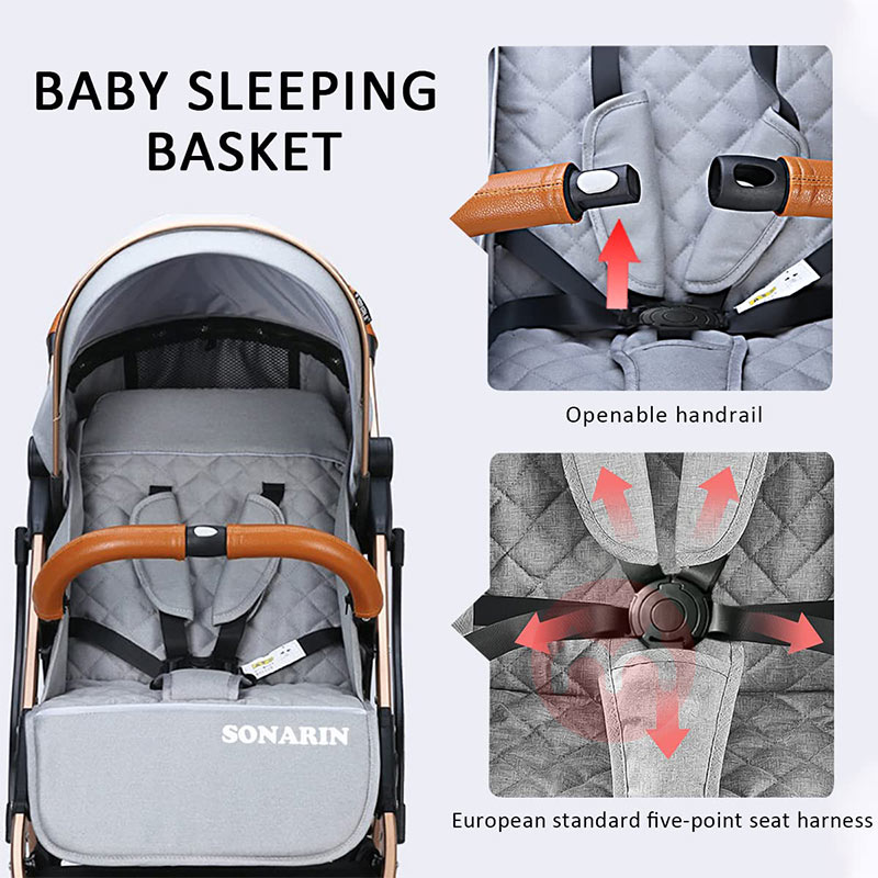 SONARIN Membawa satu tangan melipat khaki baby stroller